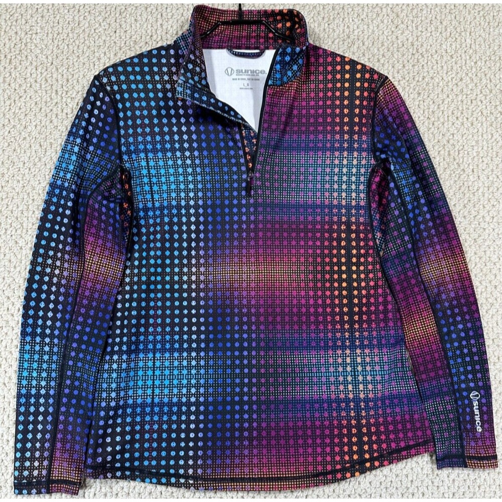Sunice 1/4 Zip Pullover Womens L Multi-Color Dot Print Golf Performance Stretch